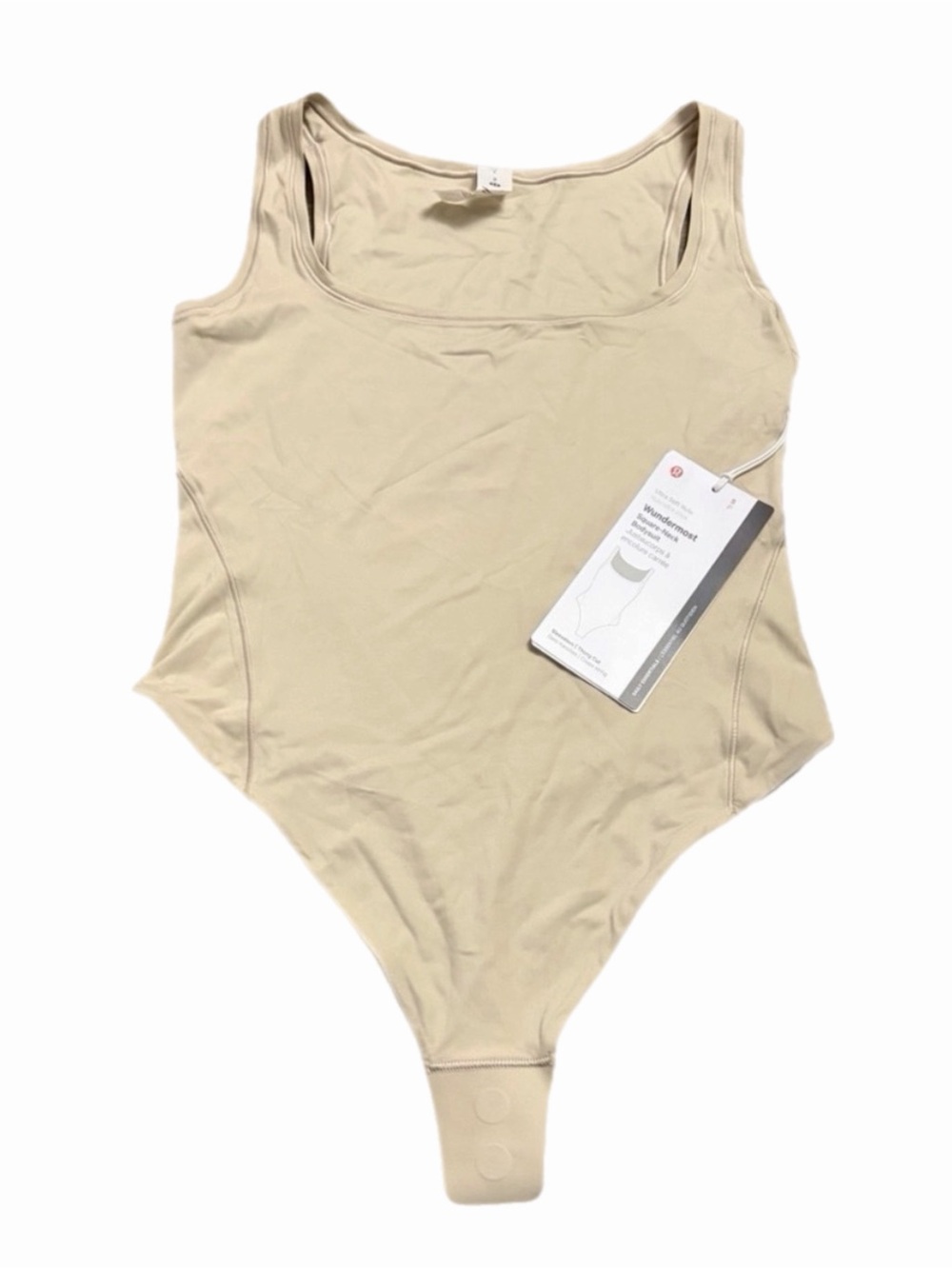 NWT Lululemon Wundermost Soft Nulu Square-Neck Sleeveless Bodysuit Mojave Tan S